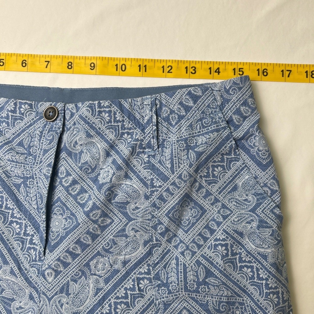 Chico's Womens Paisley Cargo Straight Leg Cropped Pants Size 0.5/6 Blue White - Picture 7 of 11